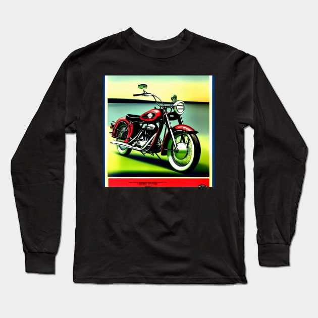 Vintage Red Motorcycle Poster Long Sleeve T-Shirt by BAYFAIRE